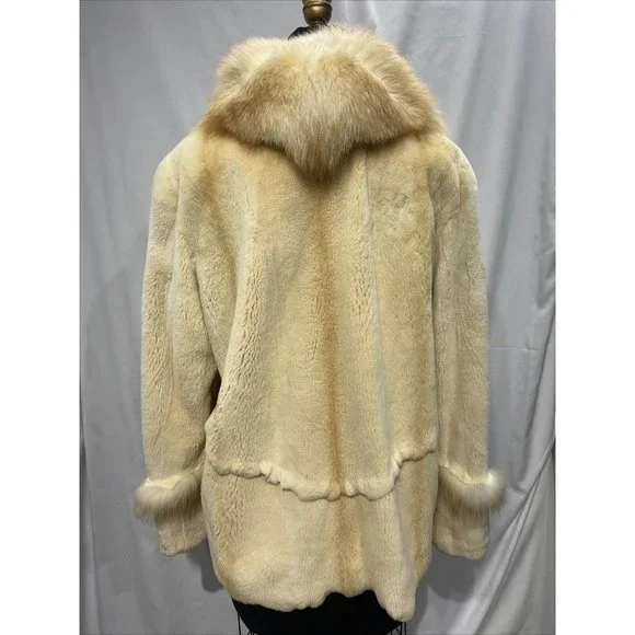 plucked mink jacket golden cross fox half collar (83008)